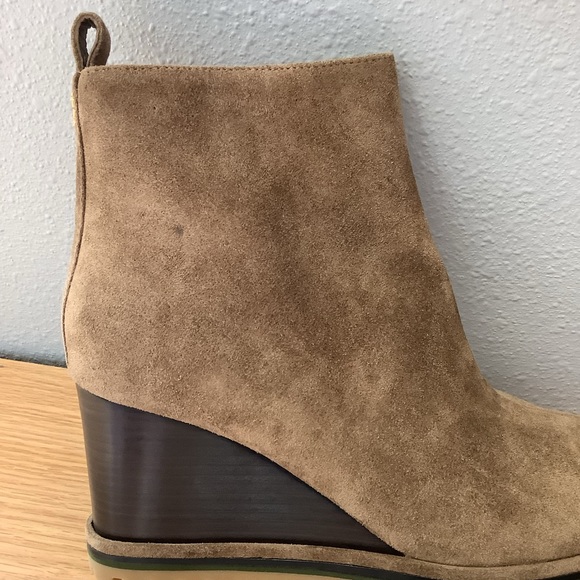 Tory Burch “Suede Logo Lug Sole Wedge Boot” - Picture 7 of 13